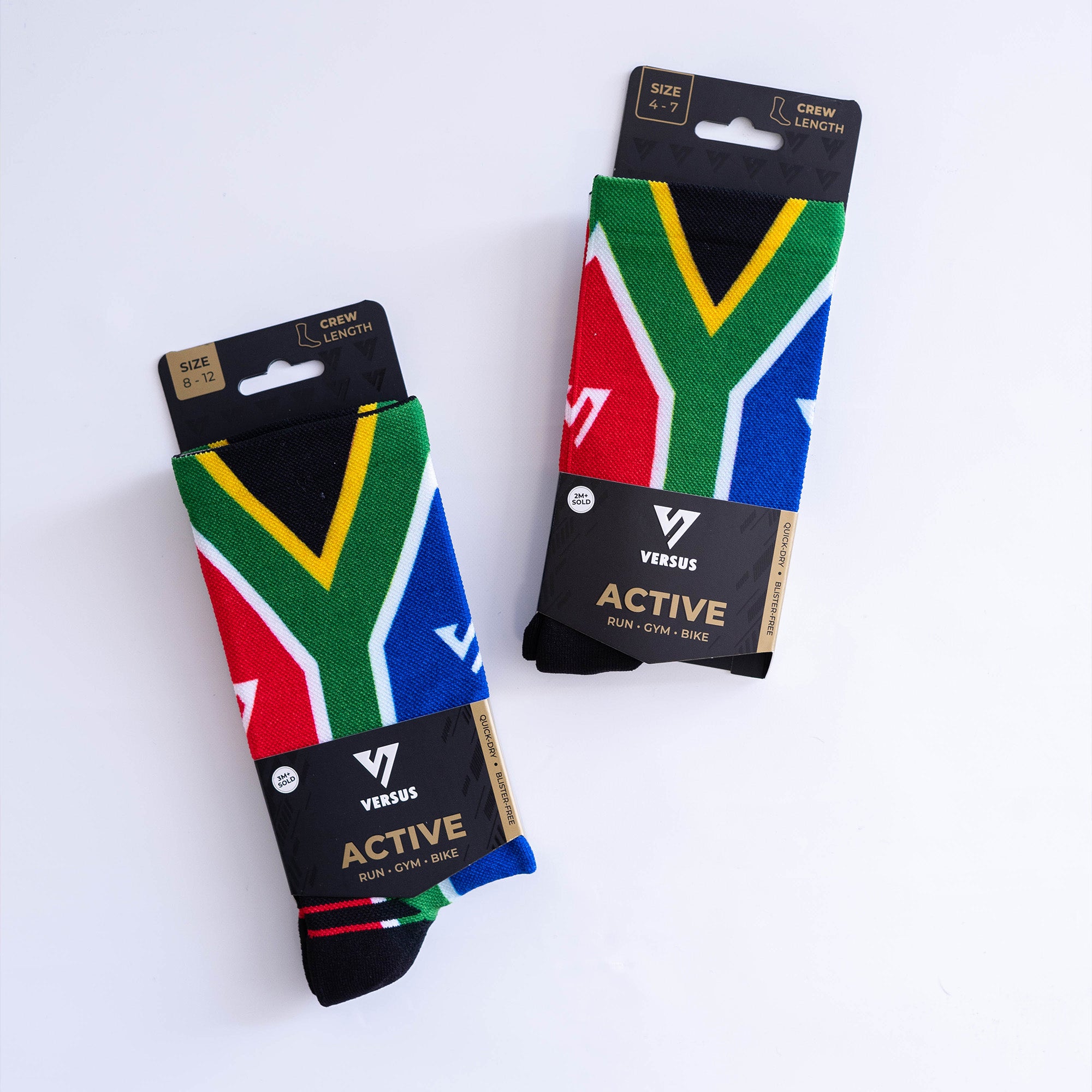 South Africa Flag Active Crew Socks Bundle (4 Pack)