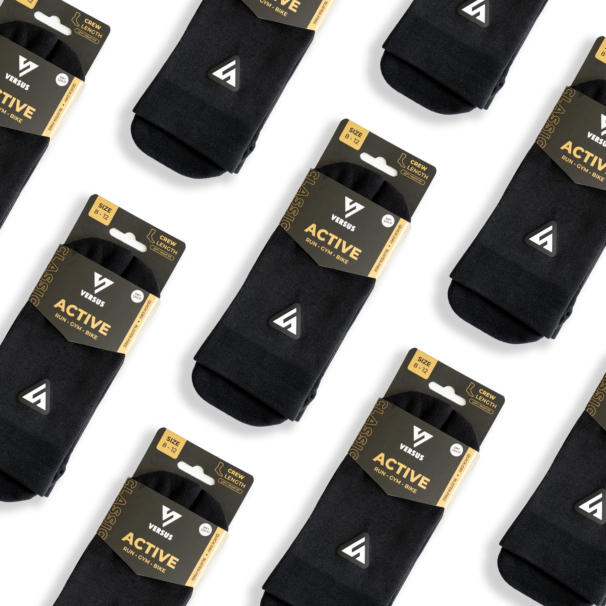 Classic Black Active Crew Tab Socks