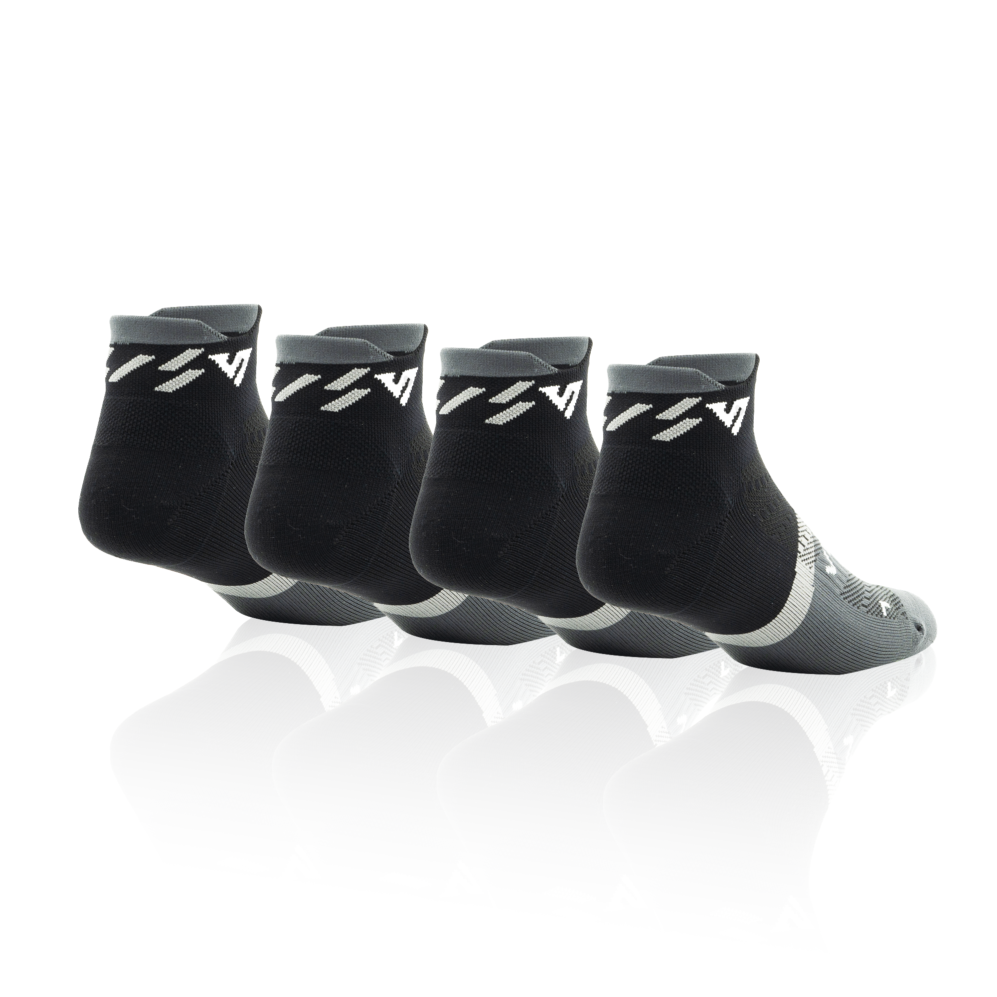 Black Titanium Running Ankle Socks Bundle (4 Pack)