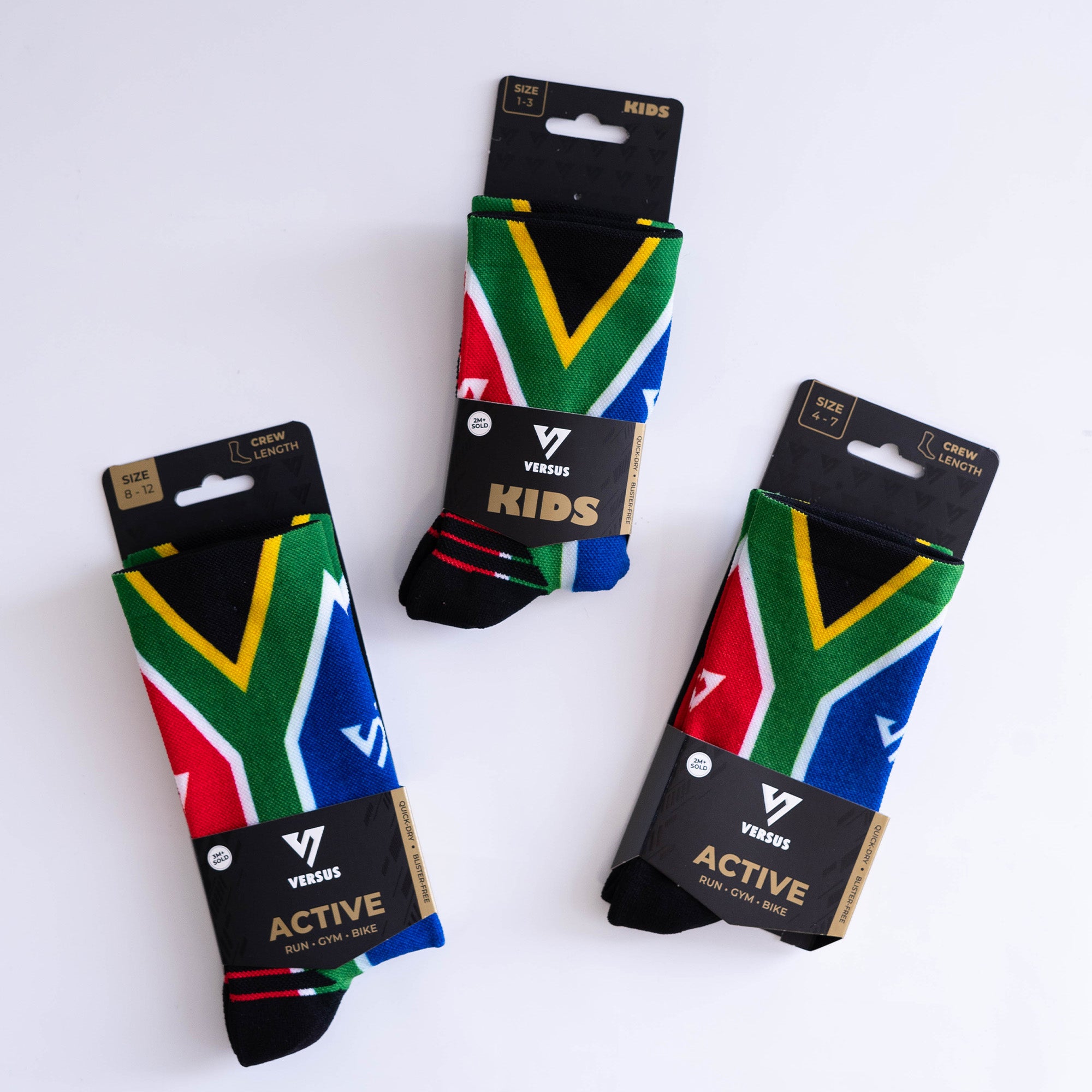 South Africa Flag KIDS Active Crew Socks