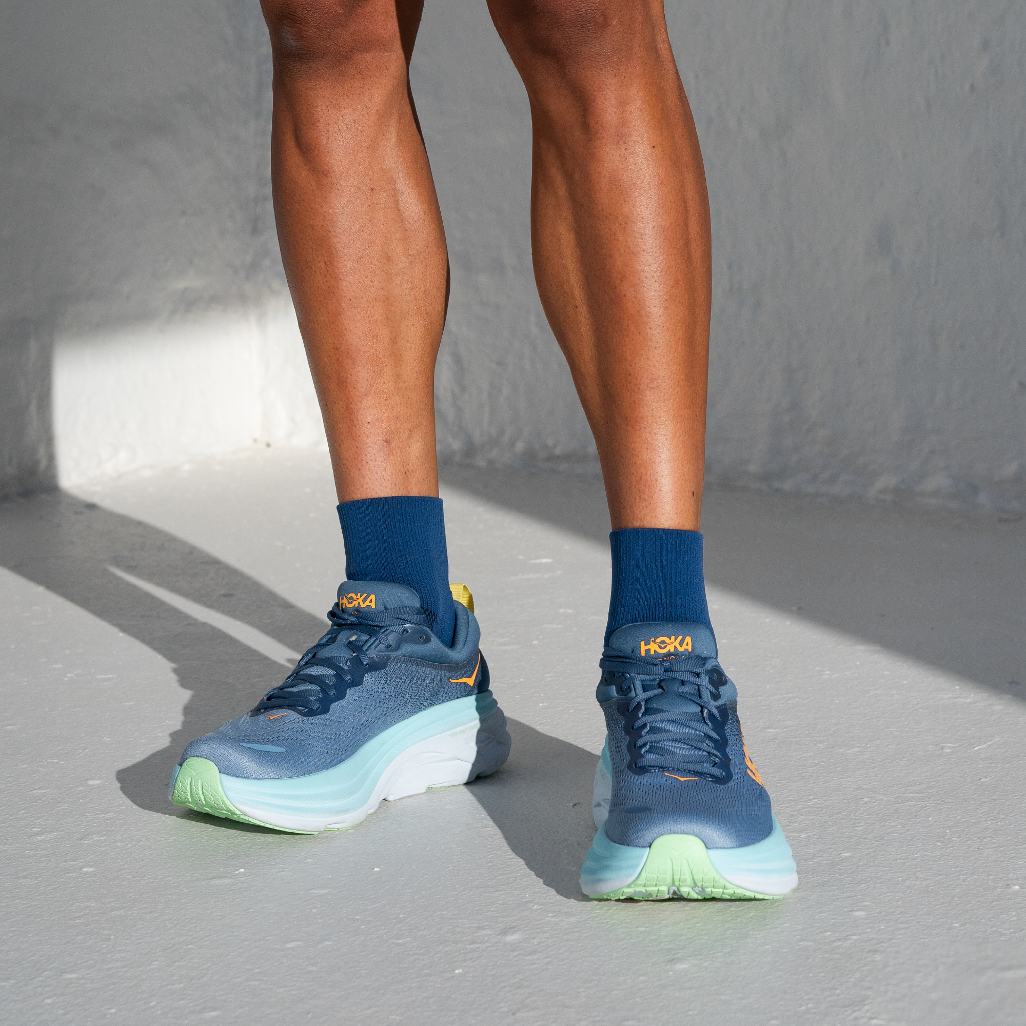 Space Blue Running Quarter Socks