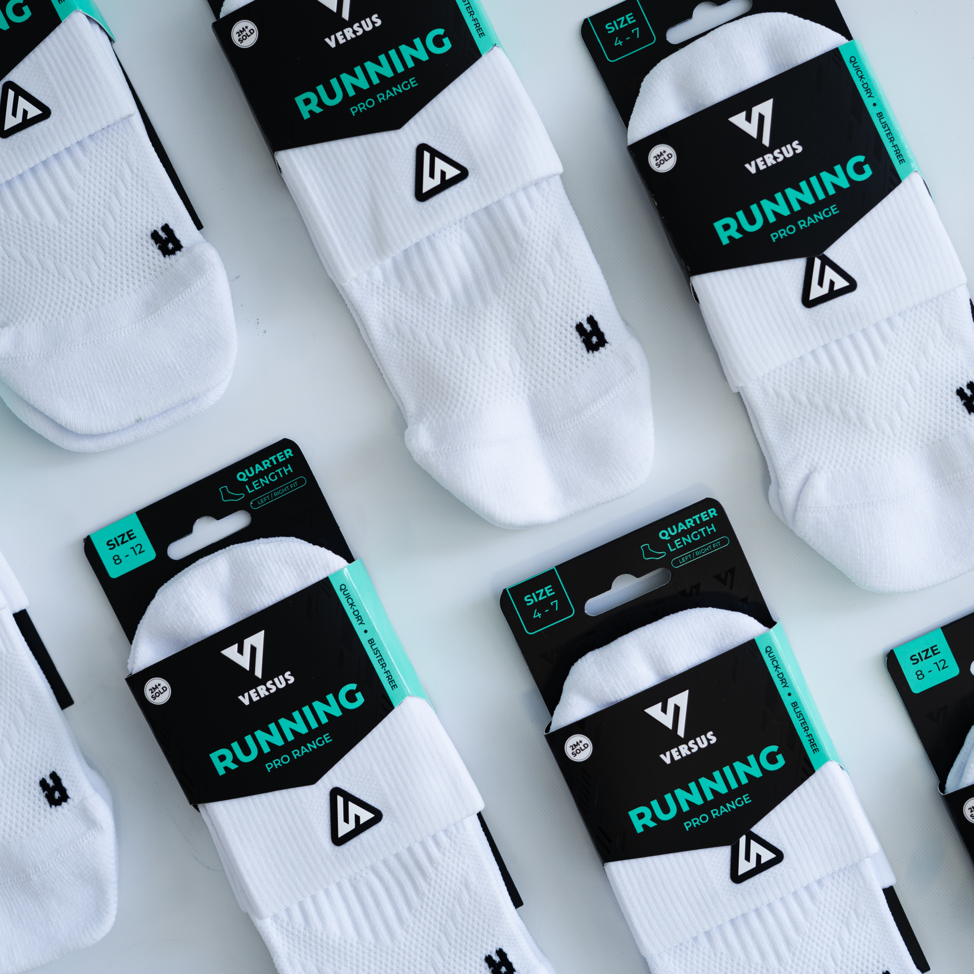 White Running Quarter Socks